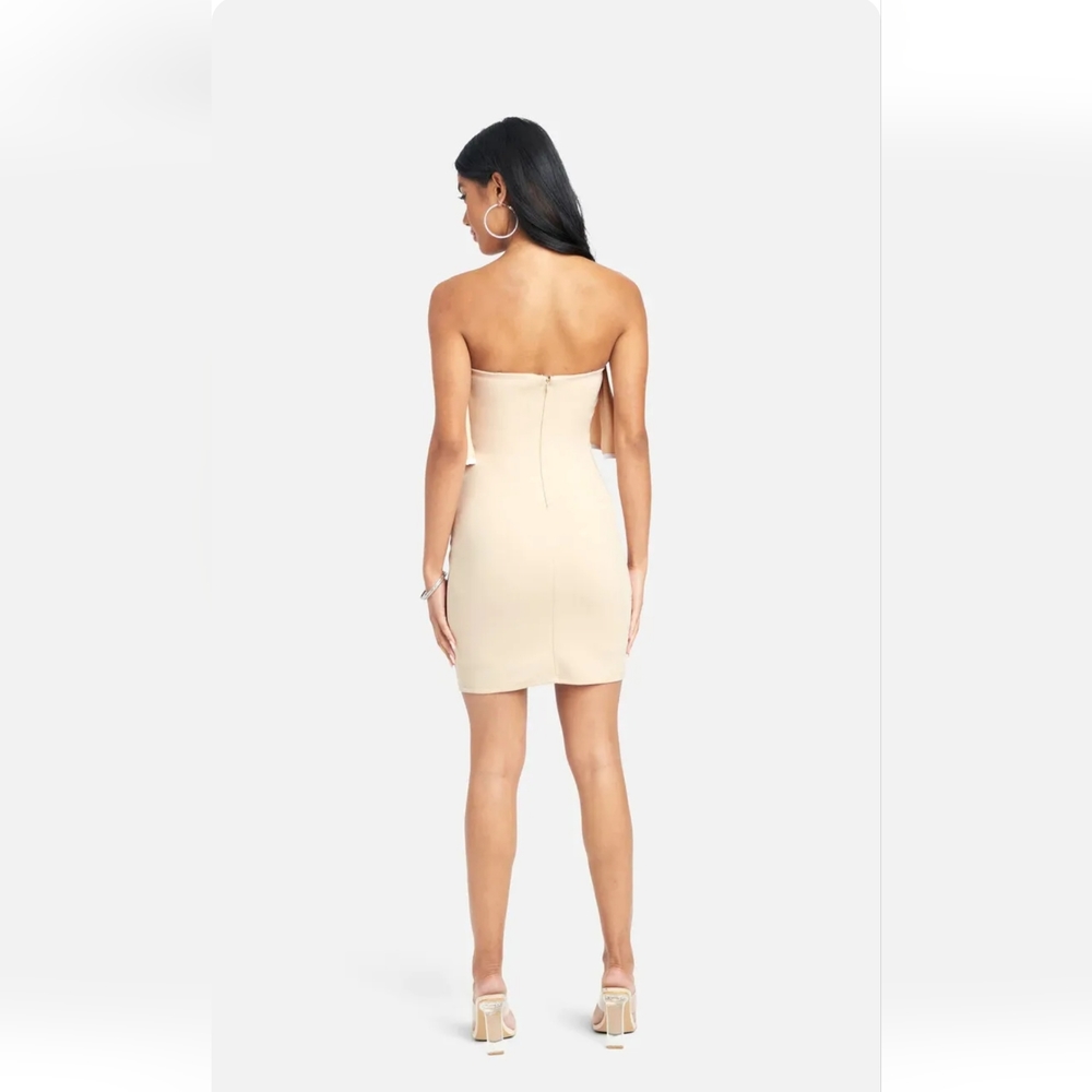 BEBE XL STRAPLESS RUFFLE MINI DRESS Neutral - Picture 2 of 5